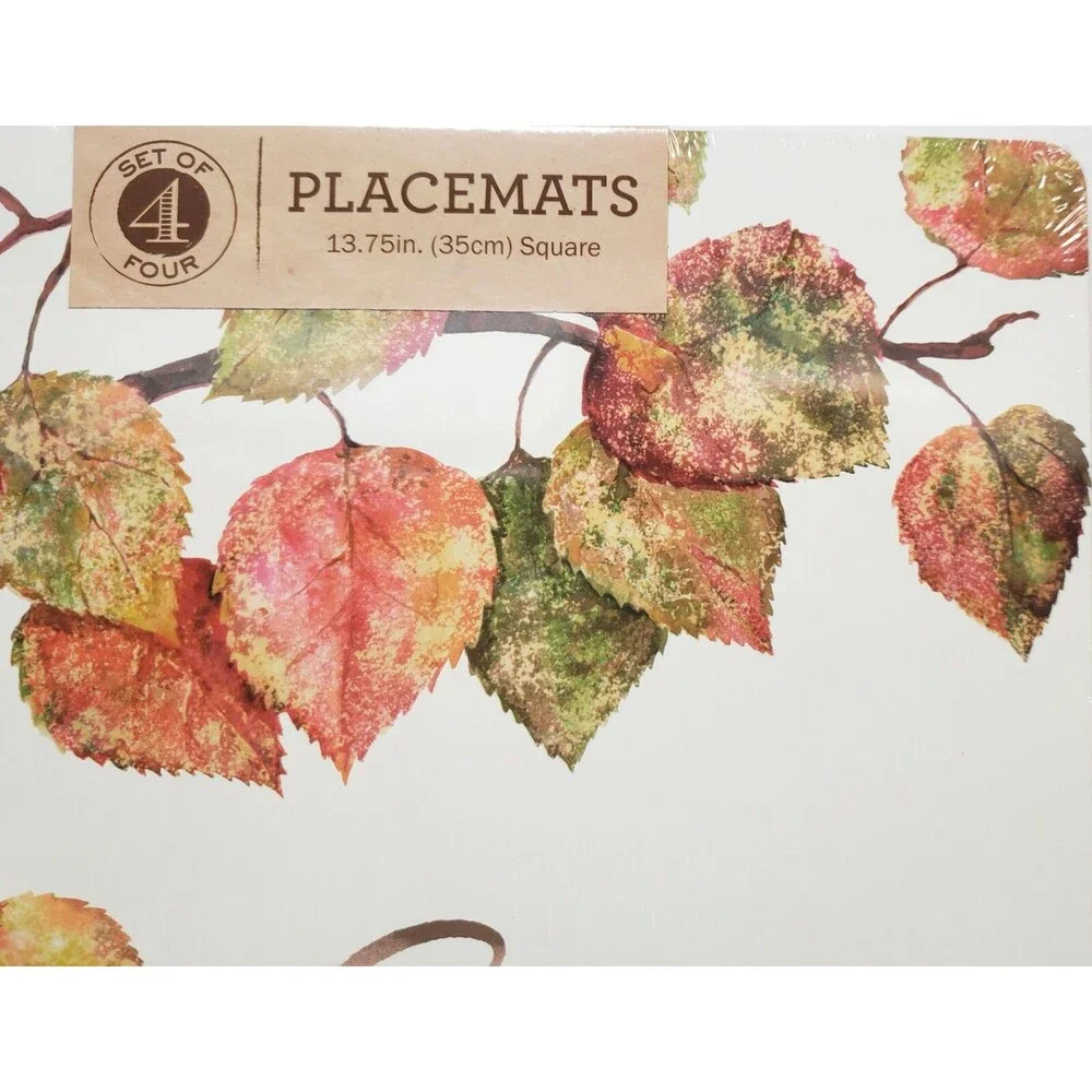 SET OF 4 HARD SQUARE PLACEMATS WITH CORK BACK,14